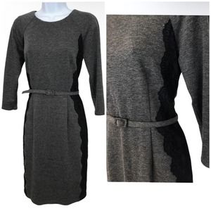 David Meister Sheath Dress Belted side lace detail lined